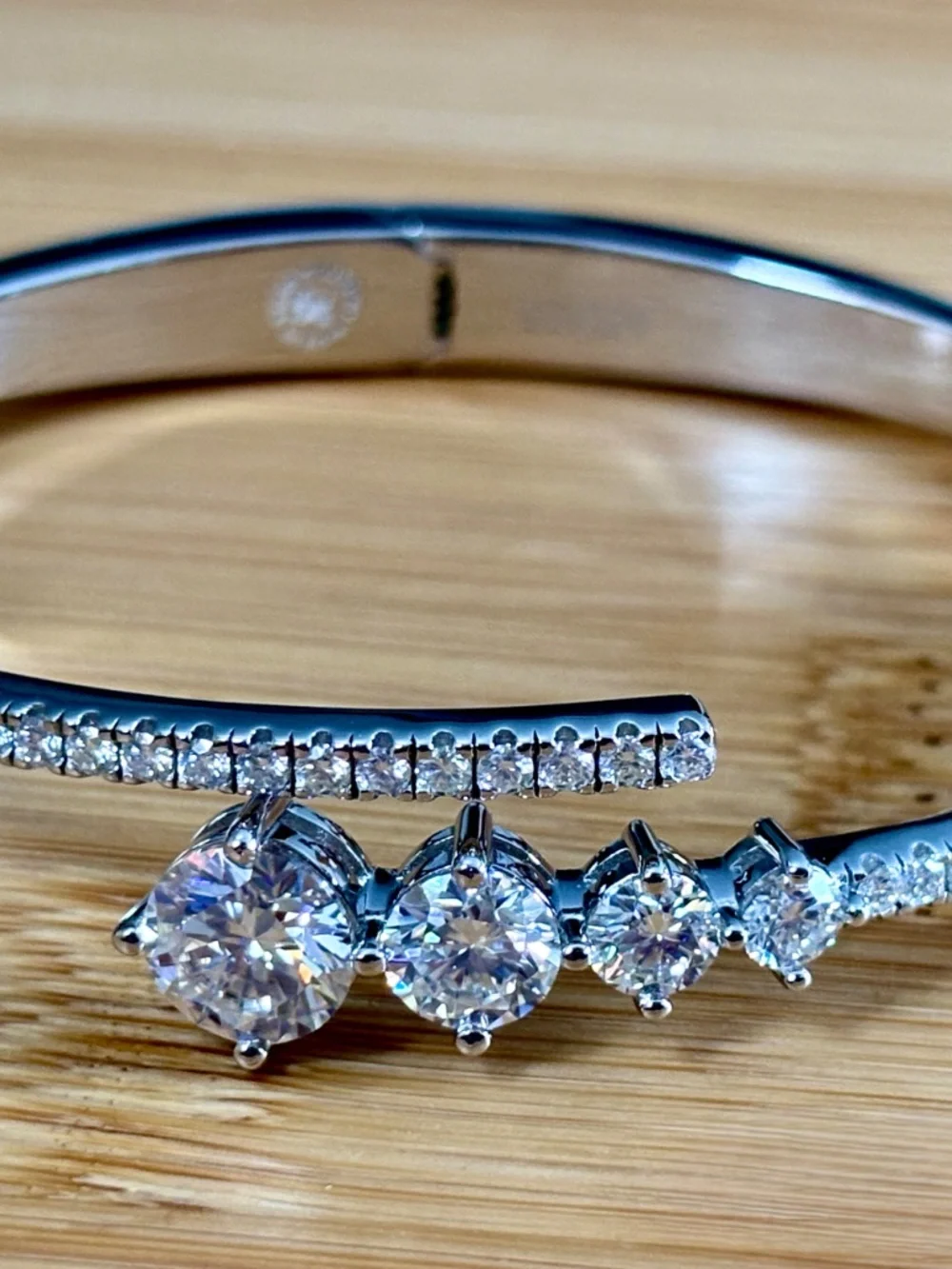 5.79ctw Moissanite bypass bracelet in 935 Argentium silver! My EXCLUSIVE design!